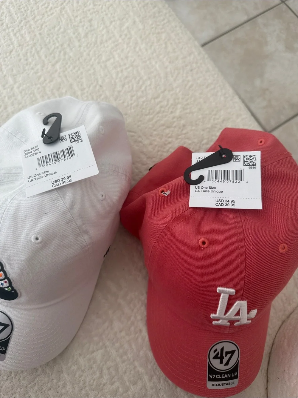47 Kids LA Baseball Cap Duo - Red and White